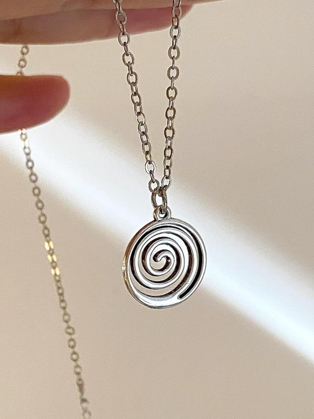 Silver Spiral Pendant Necklace - Women's Jewelry - Picture 1 of 1